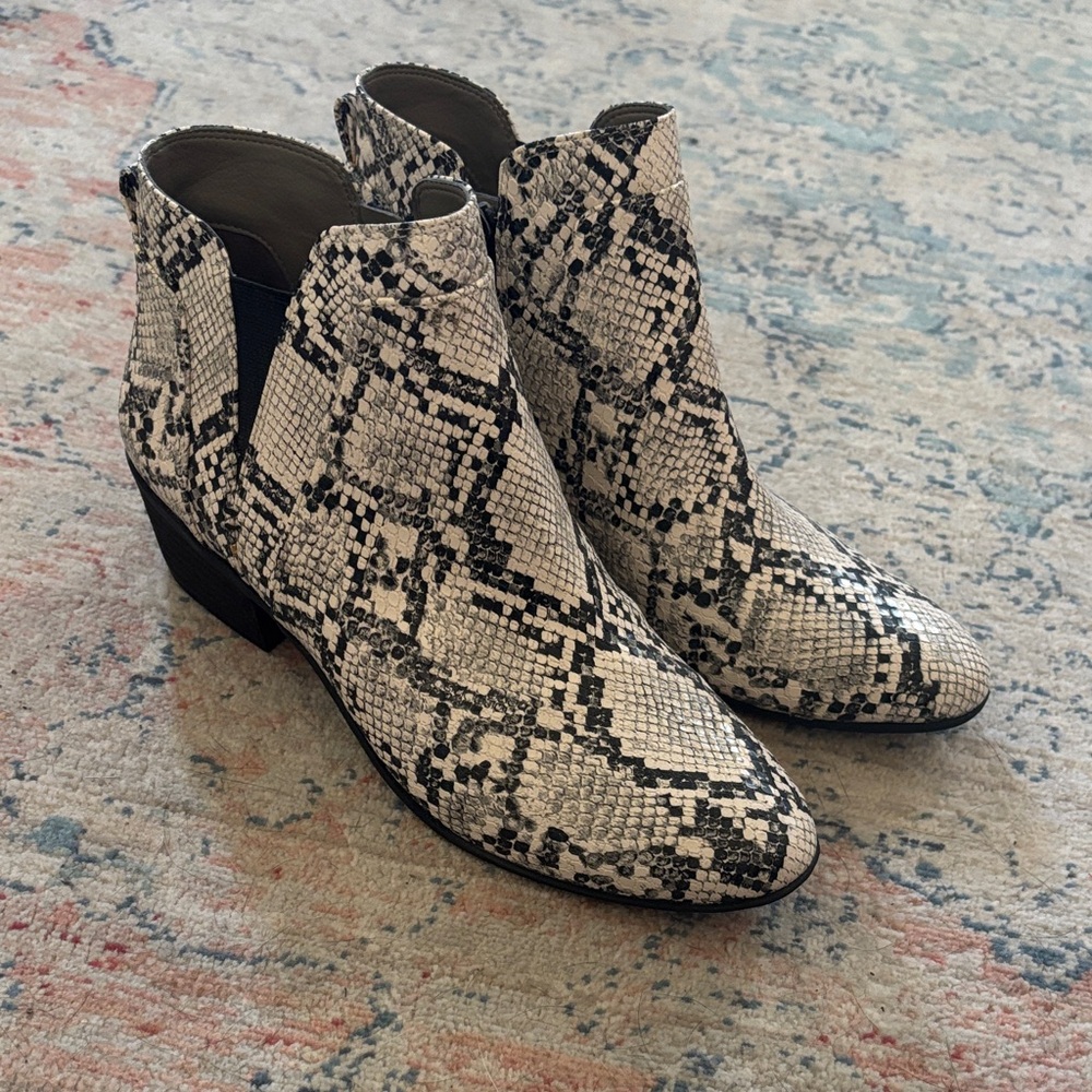 Circus by Sam Edelman Snakeskin Ankle Boots - Black and White